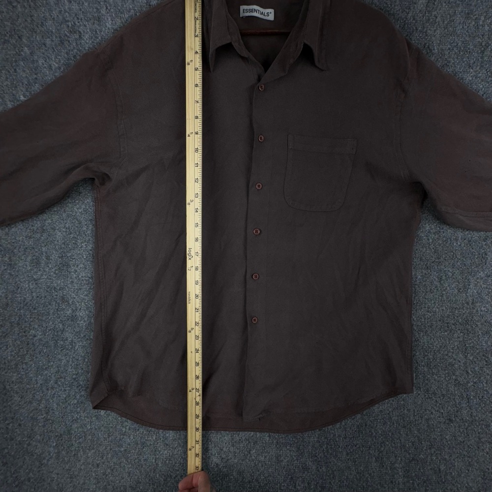 Essentials Brown Button Down Long Sleeve Shirt Me… - image 6